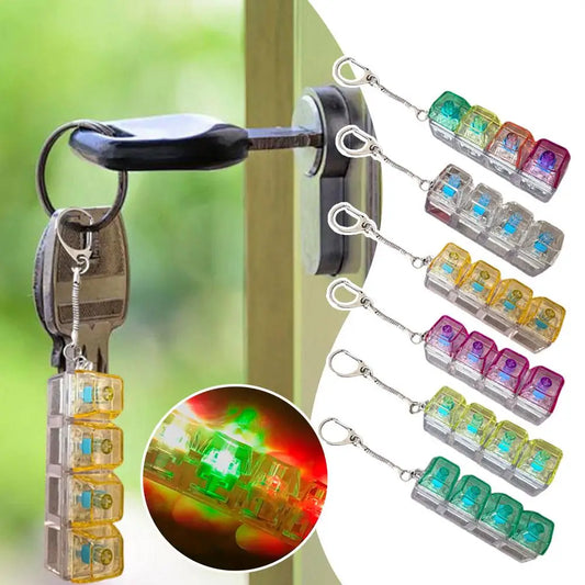 LED Fidget Keychain Keyboard  4Keys - Transparent Shaft Decompression