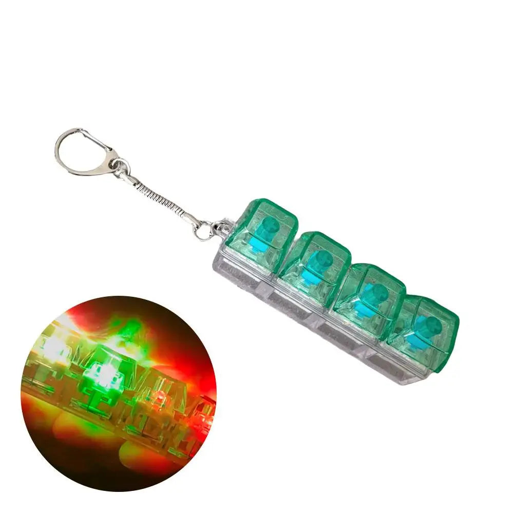 LED Fidget Keychain Keyboard  4Keys - Transparent Shaft Decompression