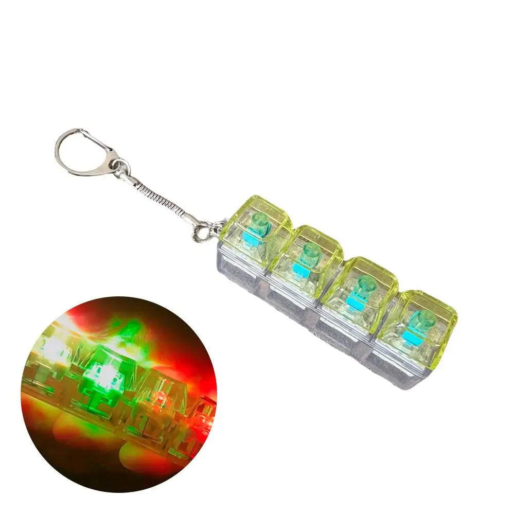 LED Fidget Keychain Keyboard  4Keys - Transparent Shaft Decompression